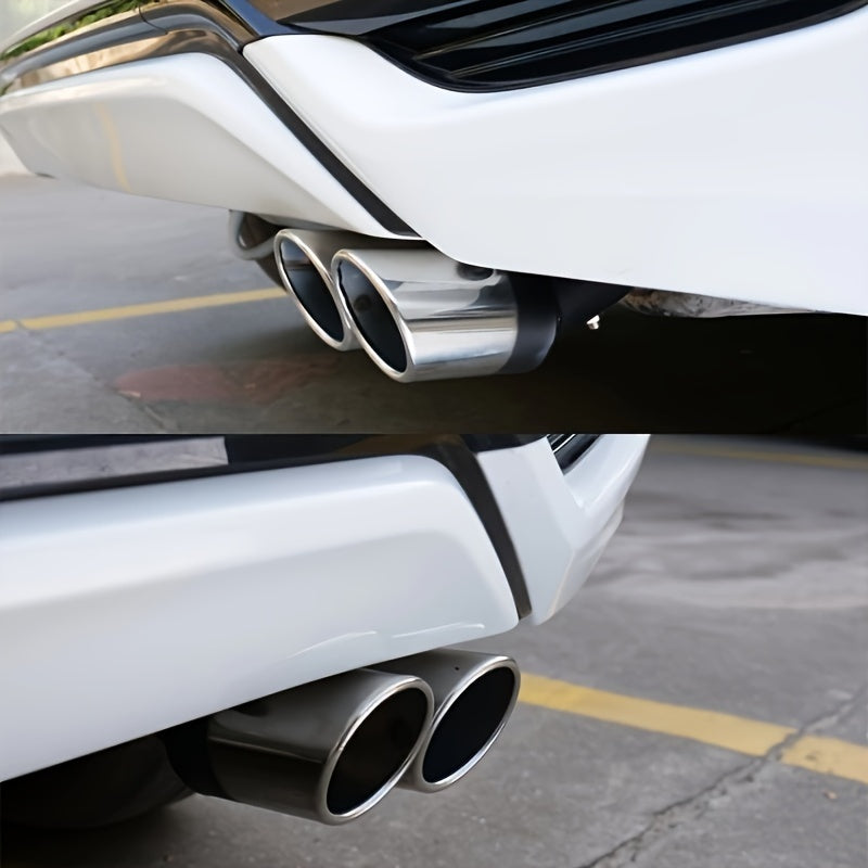 Cabezal de escape de doble salida de aire universal en cromo acero inoxidable para tubo de escape automotriz