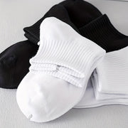 Unisex Ankle Socks 5-Pack Black White Breathable Cotton Blend Moisture-Wicking