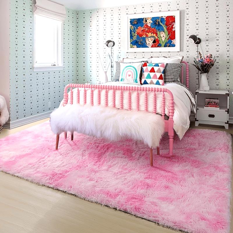 Tie-Dye Plush Area Rug for Living Room and Bedroom, Soft Polyester, Multiple Sizes