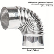 Stainless Steel Wood Stove Pipe Elbow Extension 3.5-Inch 90 Degree Chimney Connector 2-Pack