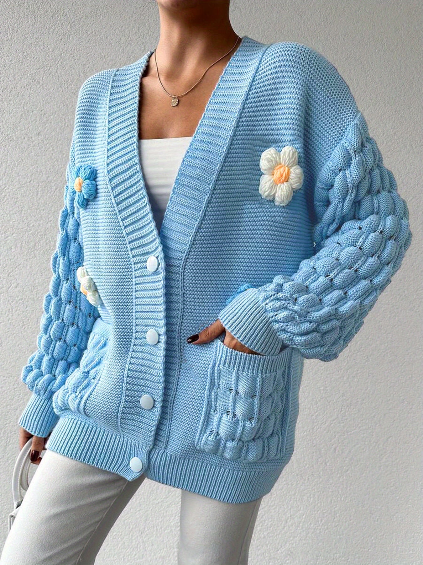Plus Size Women's Cardigan Floral Loose Spring Autumn Winter Fashion