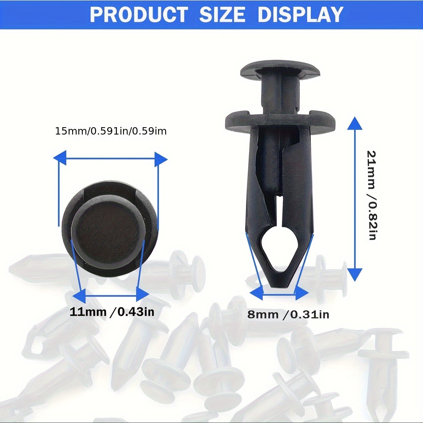 100 Pack ATV Fender Clip Pusher Fasteners for Motorcycles and Quads