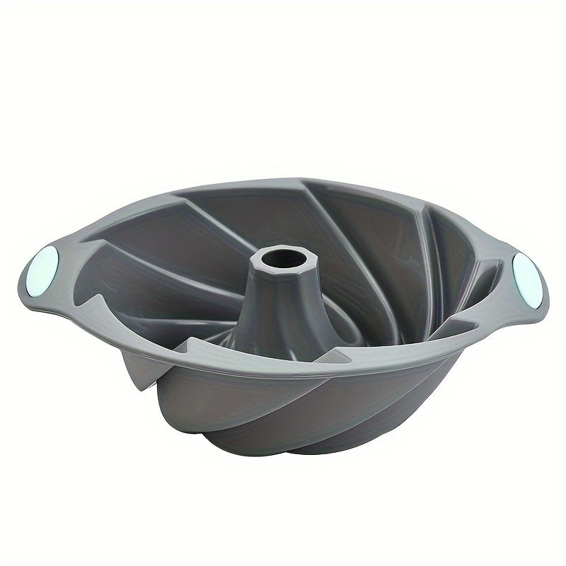 Grey Silicone Bundt Pan 28.45cm Non-Stick Cake Mold Oven Safe Baking Accessory