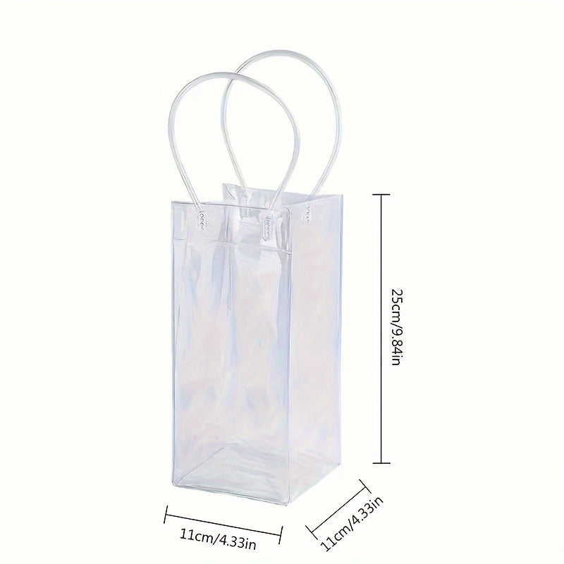Portable Ice Bucket with PVC Leak-Proof Ice Bag, Transparent, Handle for Wine and Champagne