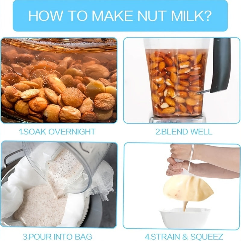 5 ta Yong'oq Sut Sumkasi, Qayta ishlatiladigan Polistirol materialidan tayyorlangan, Yong'oq sutini, sharbatni, qahvani, yogurtni, choyni suzish uchun mo'ljallangan mustahkam nozik to'rli suzish vositalari - Ko'p maqsadli oziq-ovqat suzish vositasi