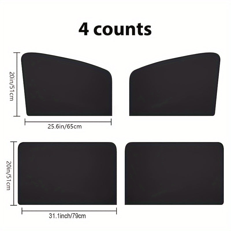 Car Window Sunshades UV Protection Heat Insulation Privacy Covers 4 Pack