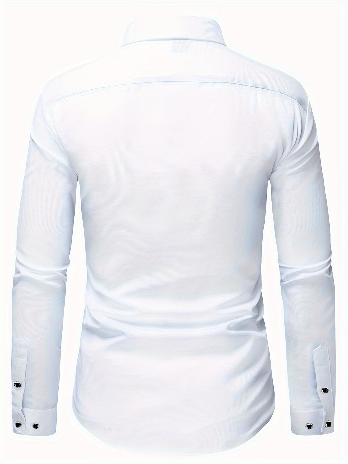 Men's Solid Color Dress Shirt 100% Polyester Regular Fit Lapel Collar All-Season