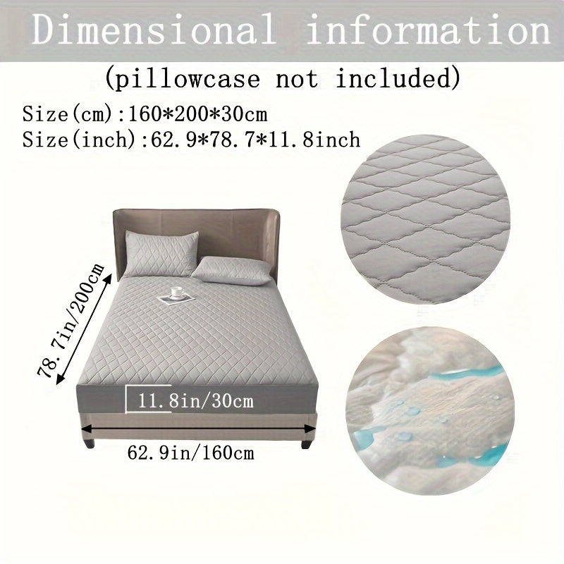 Waterproof Fitted Sheet with Geometric Embossed Pattern Deep Pocket Bed Sheet for Bedroom and Guest Room
