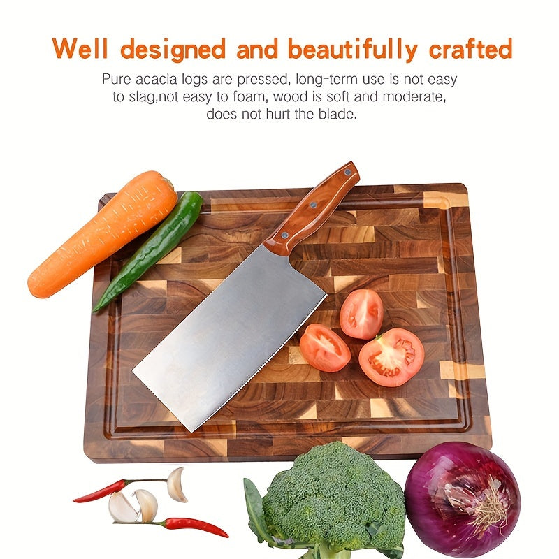 Durable Acacia Wood Cutting Board with Juice Groove for Fruits and Vegetables