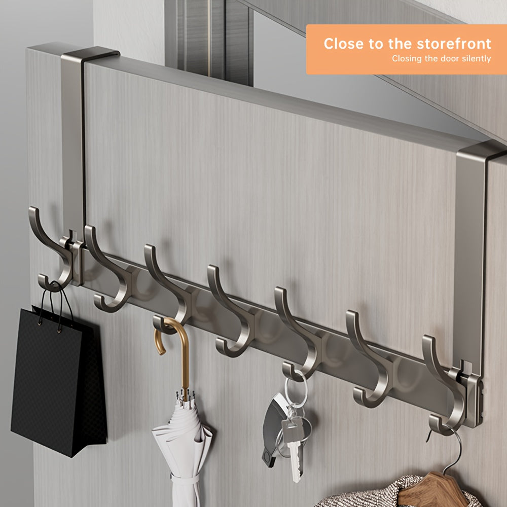 Heavy Duty Aluminum Over-the-Door Hook Chrome Finish Multi-Hook for Bathroom Kitchen Bedroom