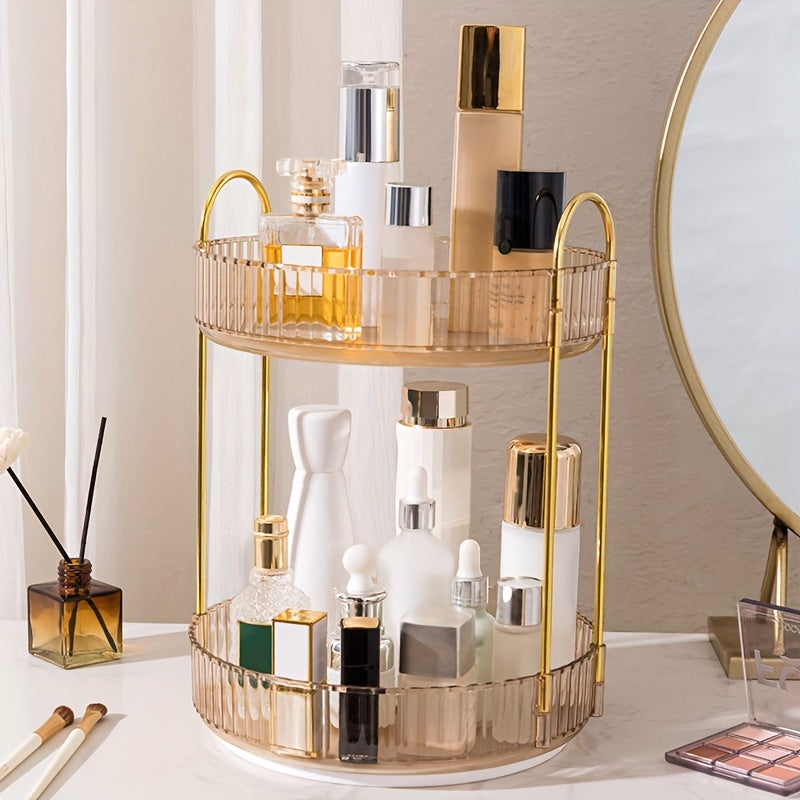 Spacious Rotating Makeup Organizer with Adjustable Carousel for Cosmetics