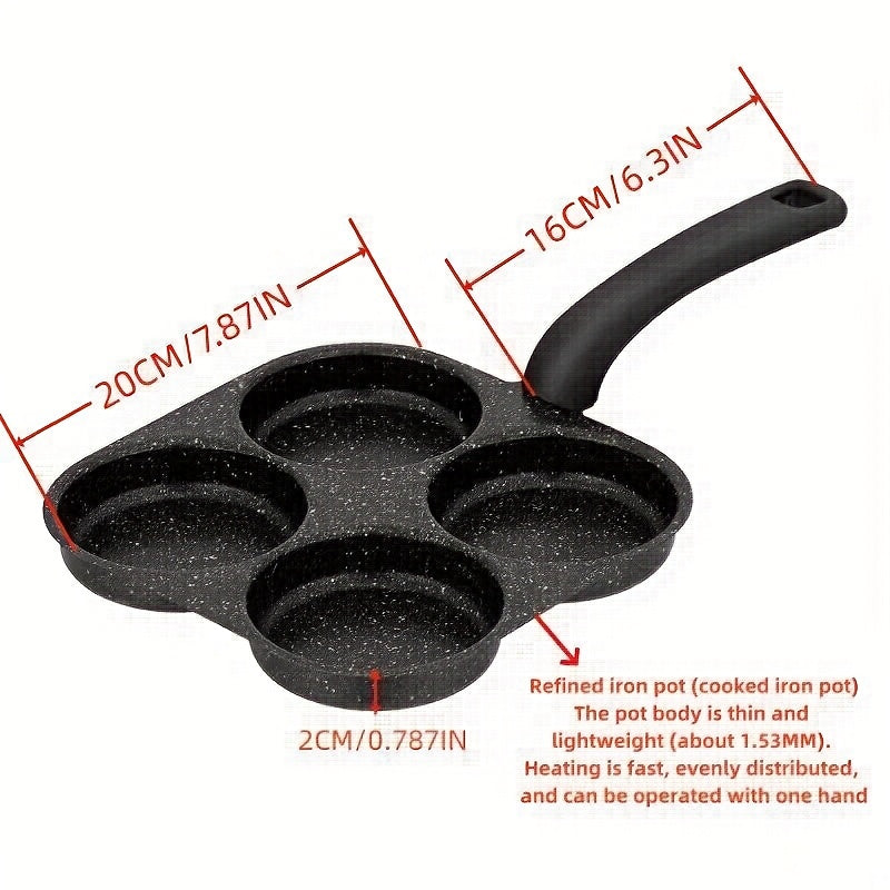 Антипригарная чугунная сковорода для яиц и блинчиков на 4 чашки для газовых и электрических плит
