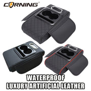 Автомобильный подлокотник с двумя держателями для чашек, многофункциональный органайзер для хранения, черный