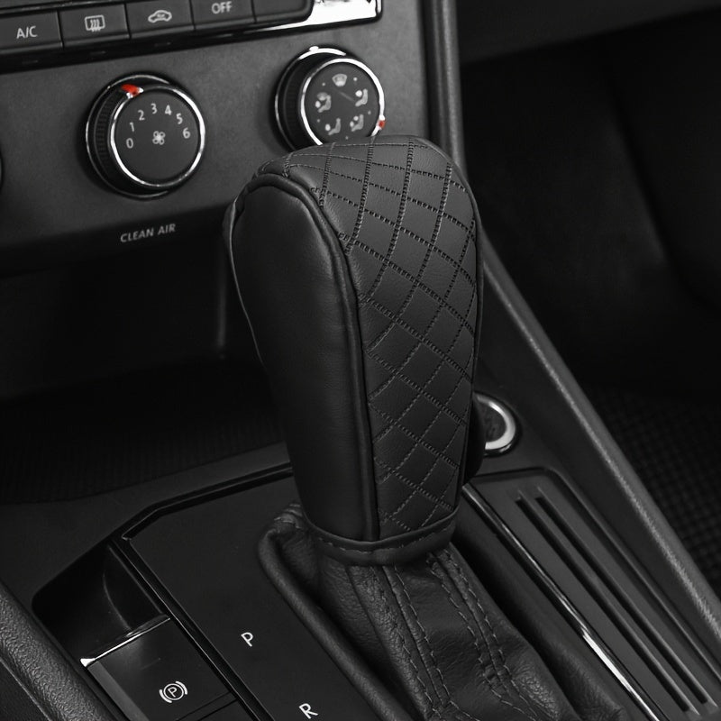 Universal PU Leather Non-Slip Car Gear Shift Knob Cover Black Auto Parts
