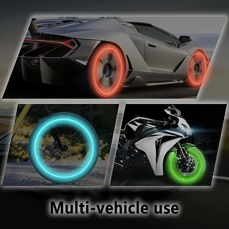 8-Pack Glow in The Dark Skull Tire Valve Caps Plastic Universal Fit for Car Motorcycle Bicycle