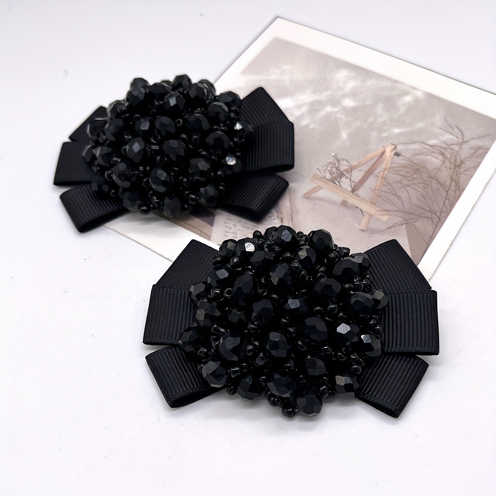 Women Beaded Bow Shoe Clips Detachable Sparkling Multicolor Shoe Accessories