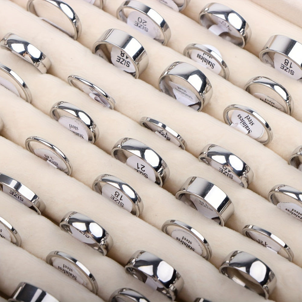 Women's Stainless Steel Rings Pack of 30/50 Minimalist Smooth 2-8mm for Engagements and Weddings