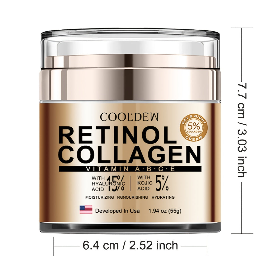 Crema facial con retinol y colágeno para todo tipo de piel 1.94oz Hidratante, iluminadora y reafirmante