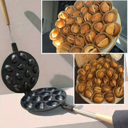Oval Waffle Baking Pan with Walnut Cracker and Cookie Making Features Aluminum Kitchen Tool