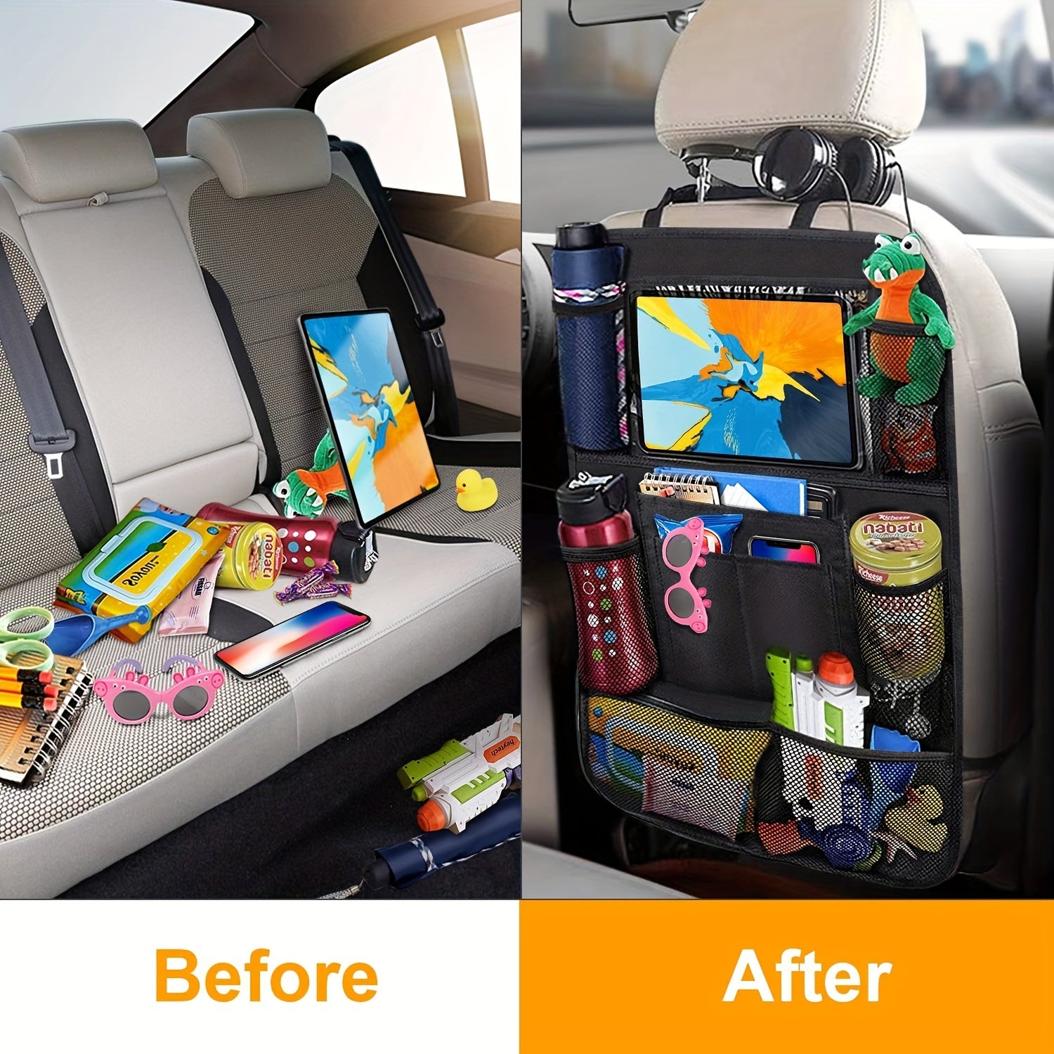 Car Seat Storage Bag Rear Seat Organizer Anti Kick Car Hanging Storage