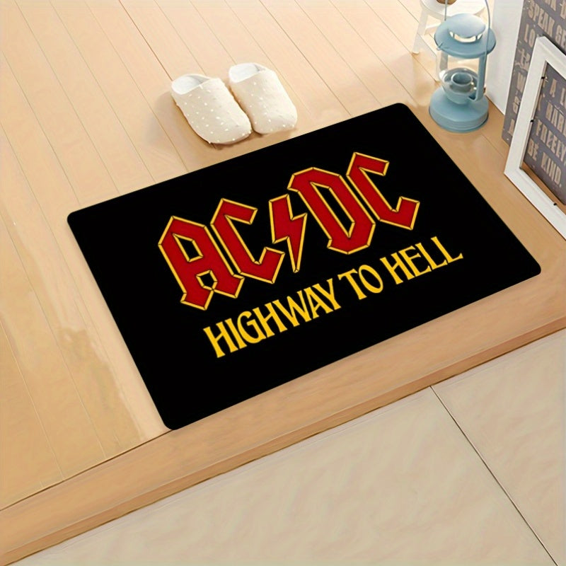 AC/DC Highway to Hell Welcome Doormat Non-Slip Polyester Indoor Outdoor Rug