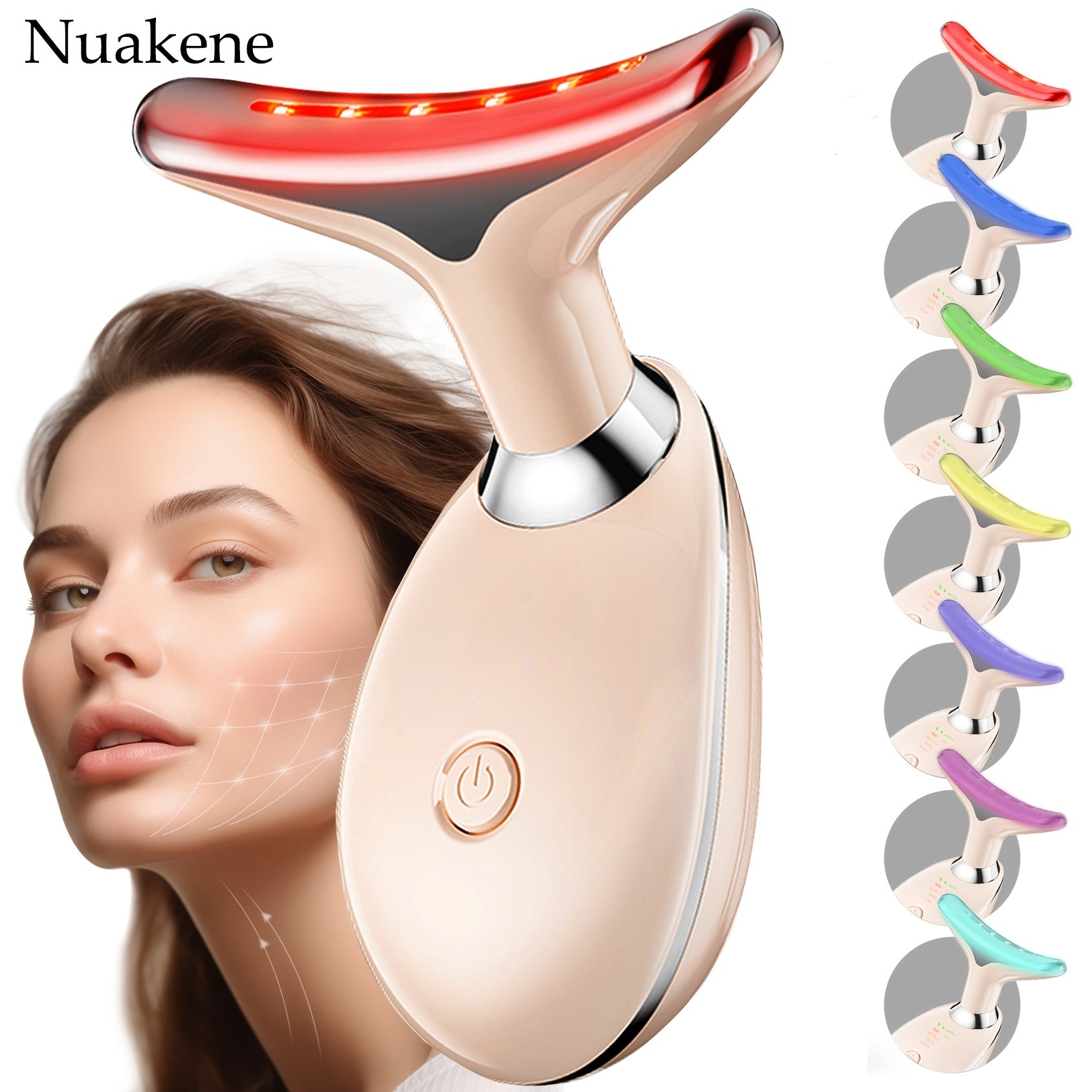 7-Color Facial and Neck Massager with Vibrating Function Rechargeable Home Skin Care Device