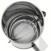 Stainless Steel Hand-Crank Flour Sifter 8-Cup Capacity Baking Cooking