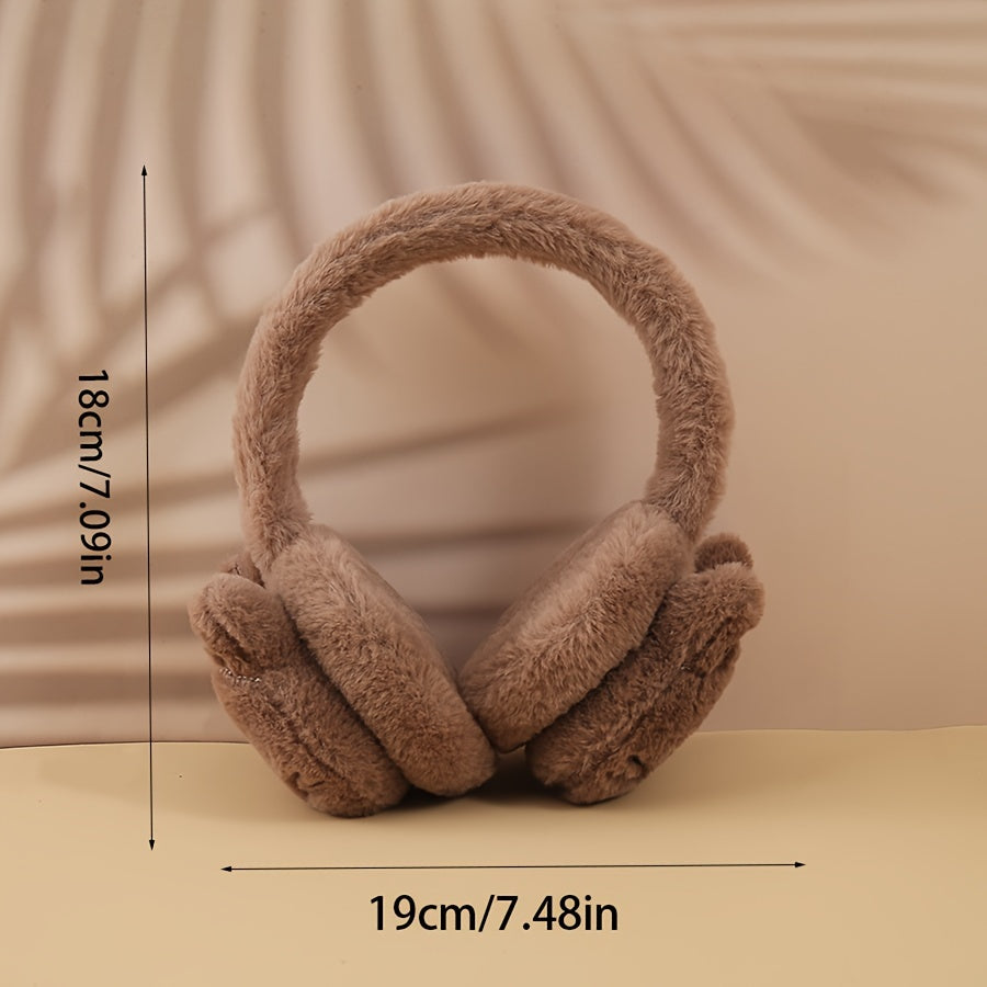 Plush Cat Ear Warmers for Women, Polyester Knit, Cartoon Style Winter Ear Cover