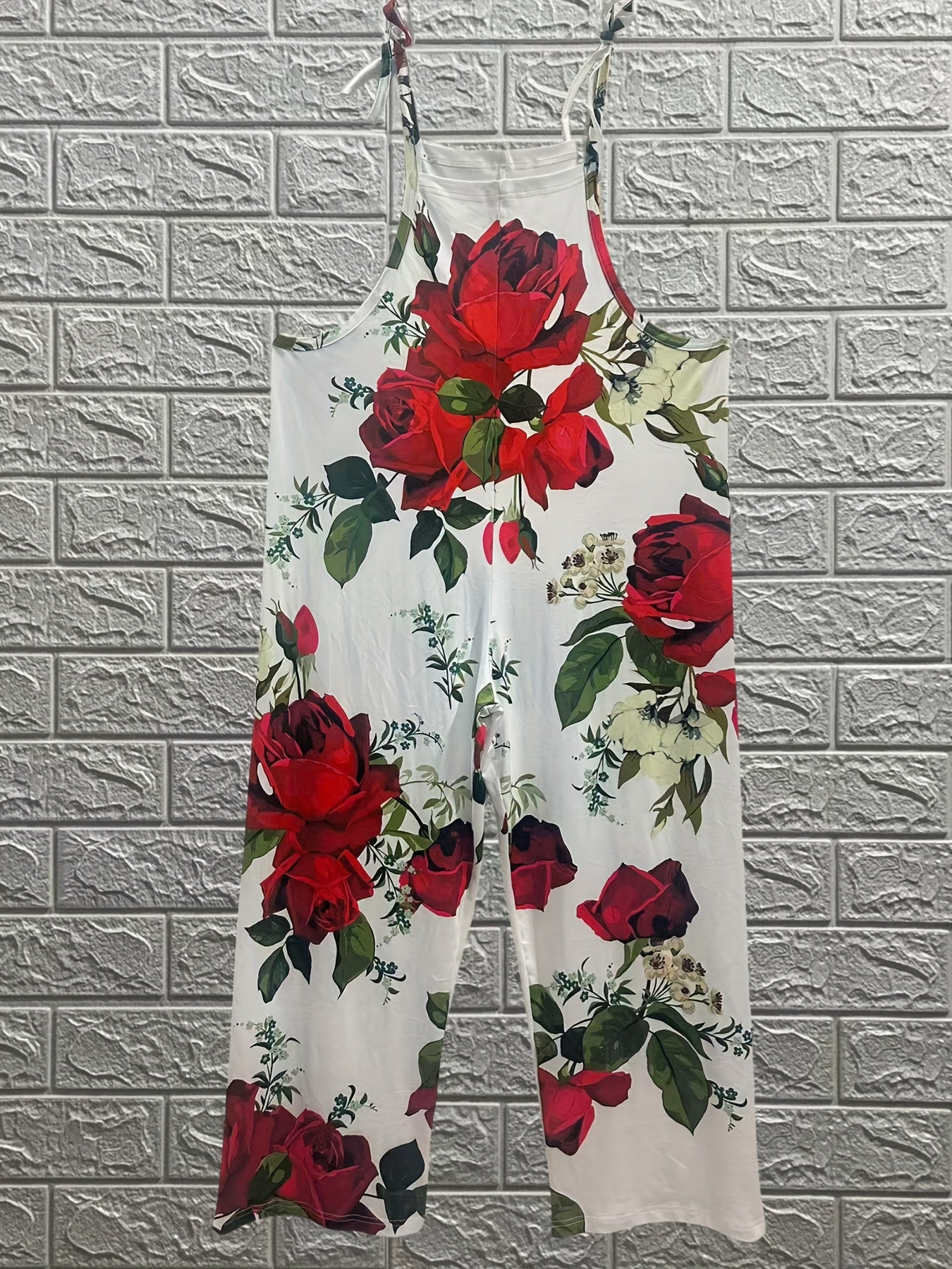 Women's Plus Size Floral Print Jumpsuit Spring Summer Fall Knit Polyester Spandex High Stretch Vacation Style