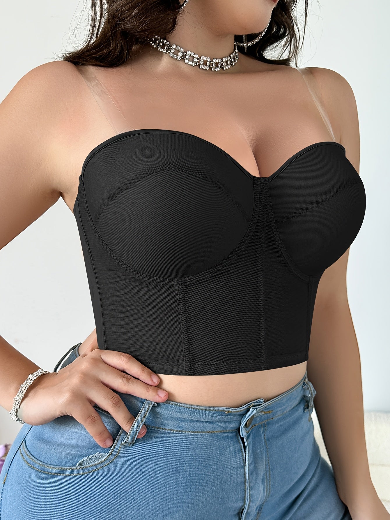 Sujetador bralette de tallas grandes para mujer con tirantes removibles, soporte con aros, nylon y elastano, moldeador