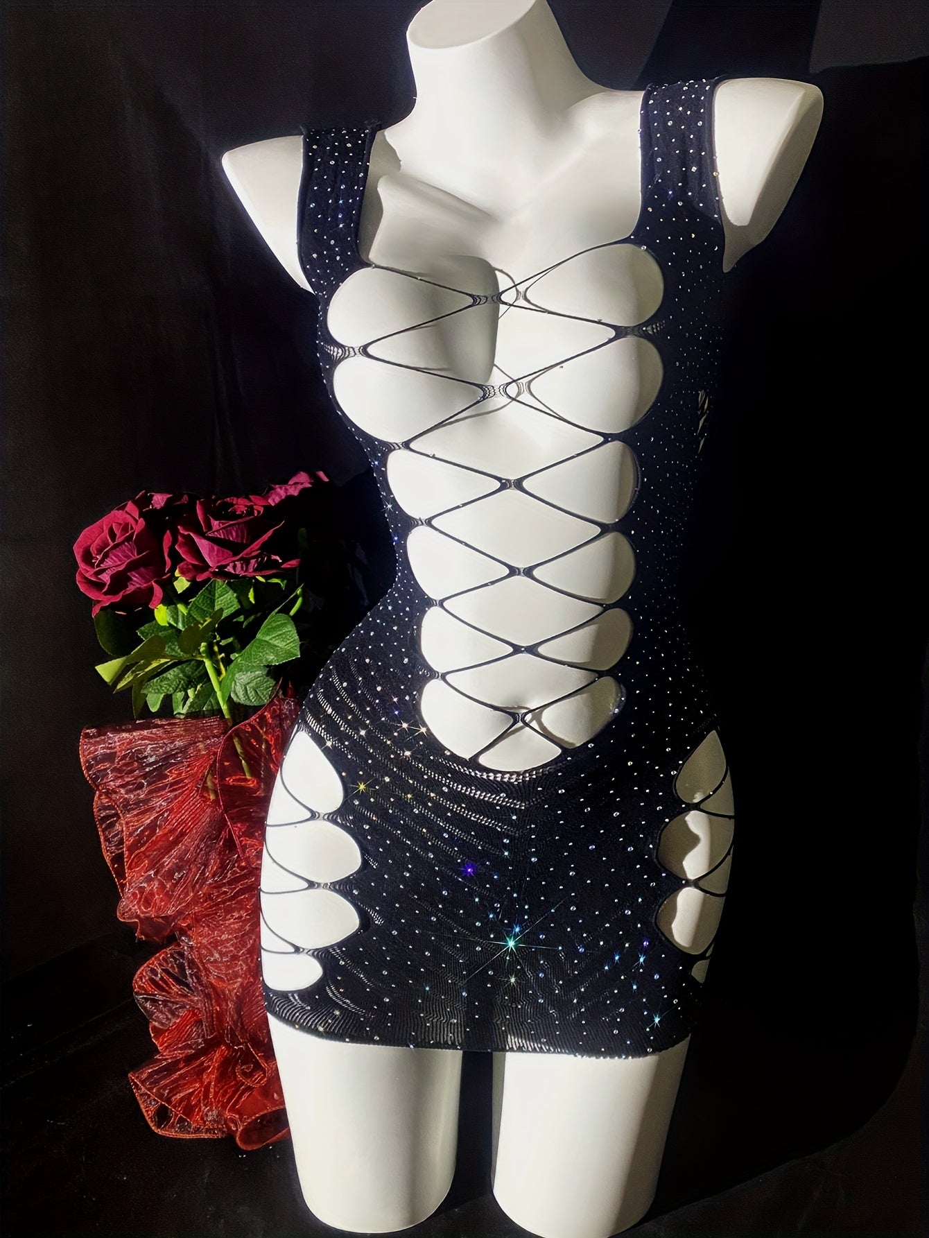 Plus Size Valentine's Day Fishnet Bodystocking