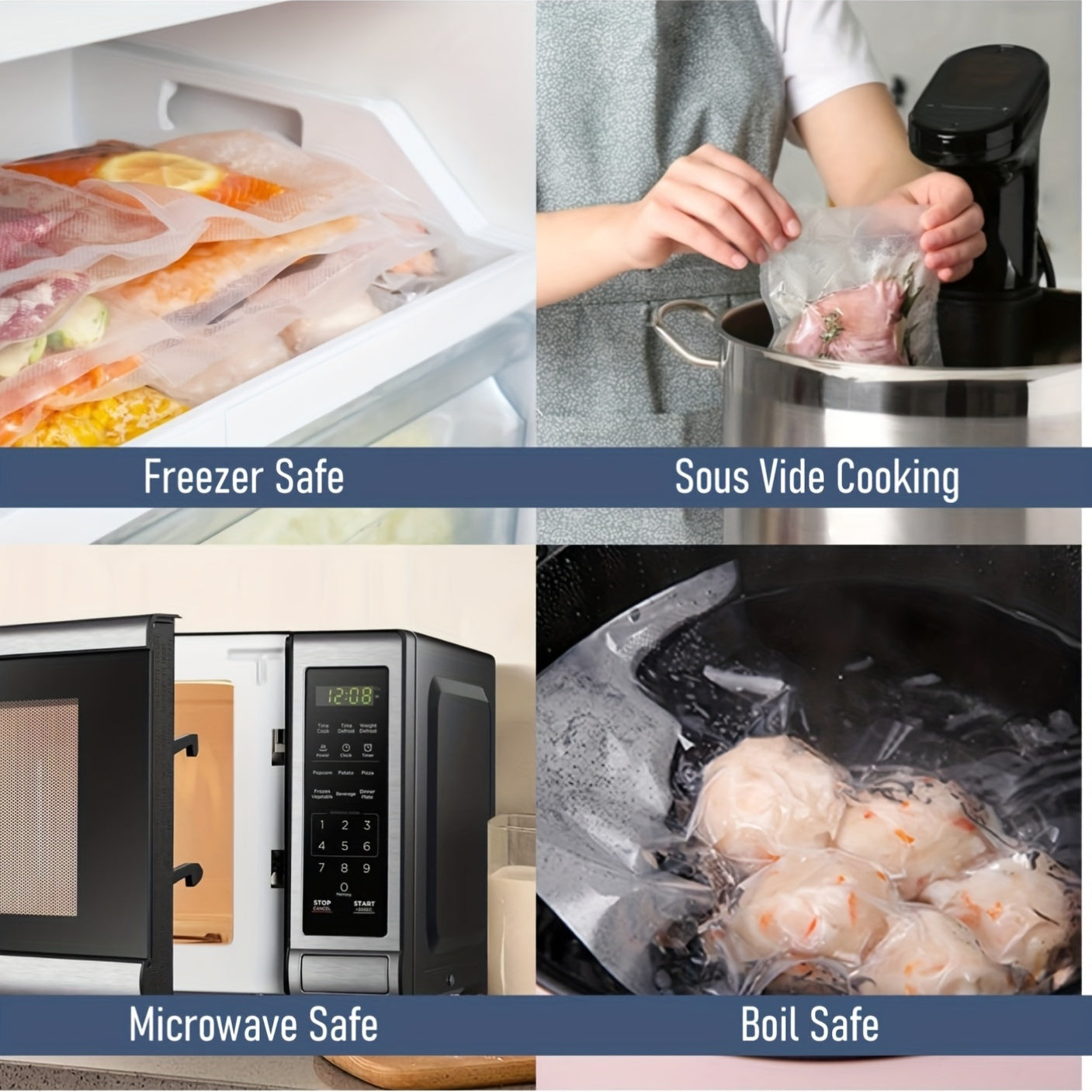 5m BPA-Free Vacuum Sealer Rolls 2pcs PE+PA Material Leak-Proof Durable for Sous Vide Storage