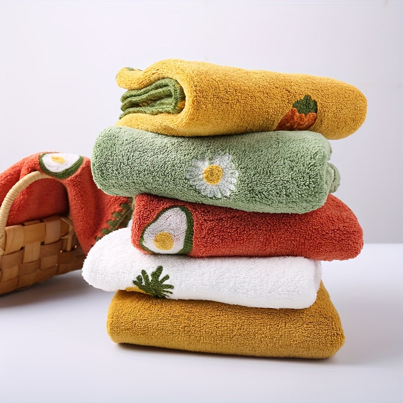 Soft Absorbent Cartoon Embroidered Towels 30x30cm for Bathroom Kitchen
