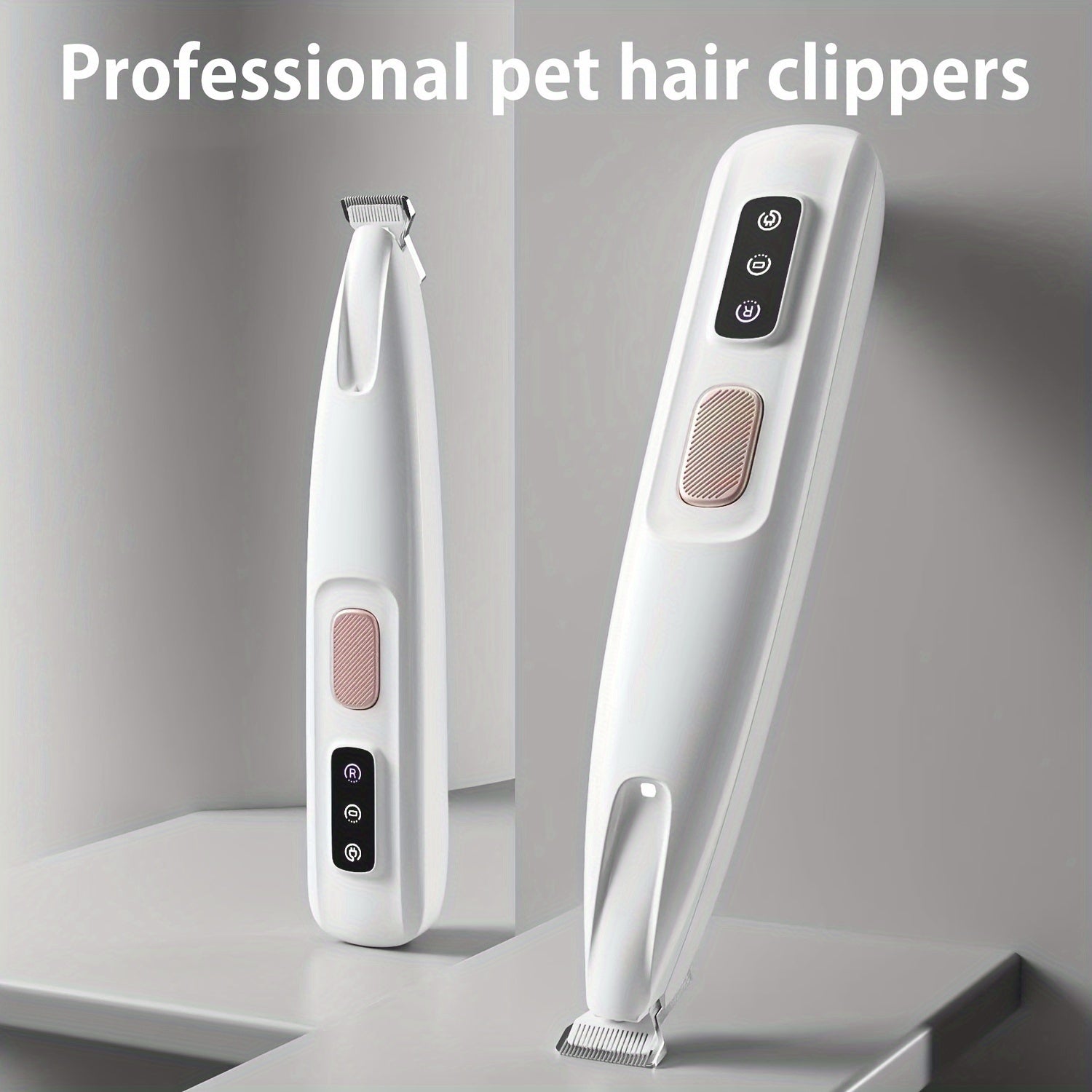 Pet Grooming Clippers with LED Light Low Noise Long Battery Life Rechargeable USB Battery