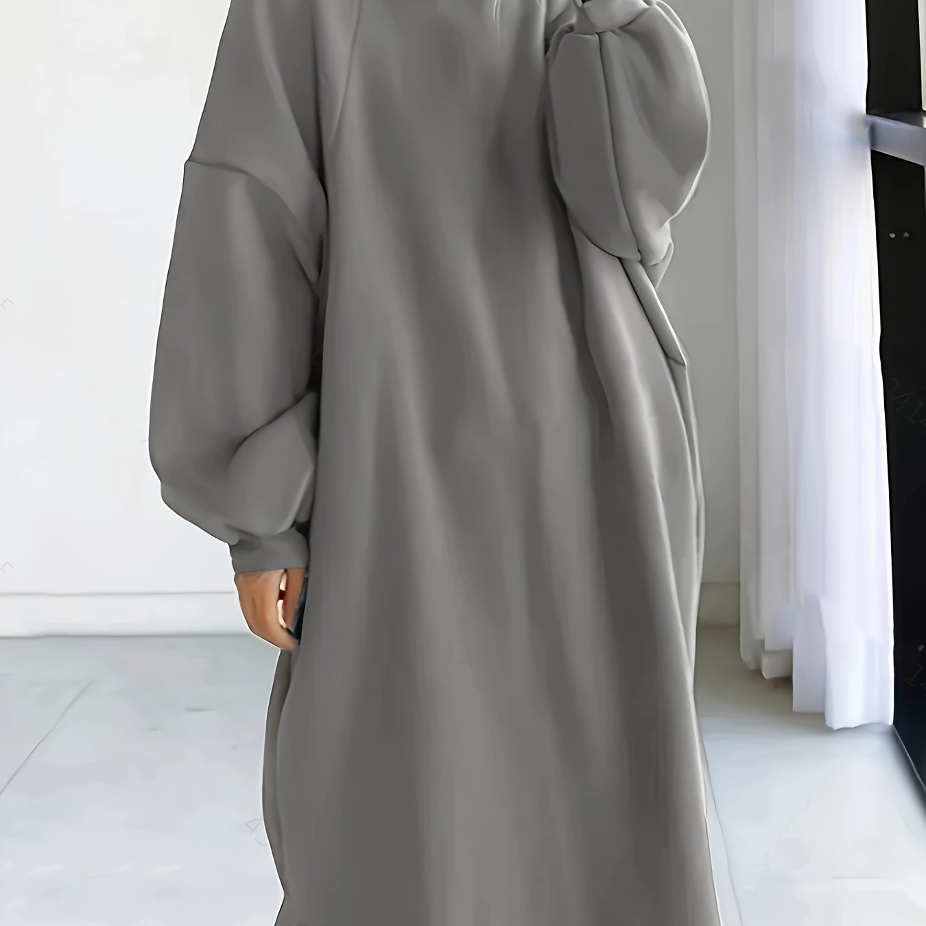 Женский флисовый оверсайз худи с капюшоном и длинными рукавами, однотонный