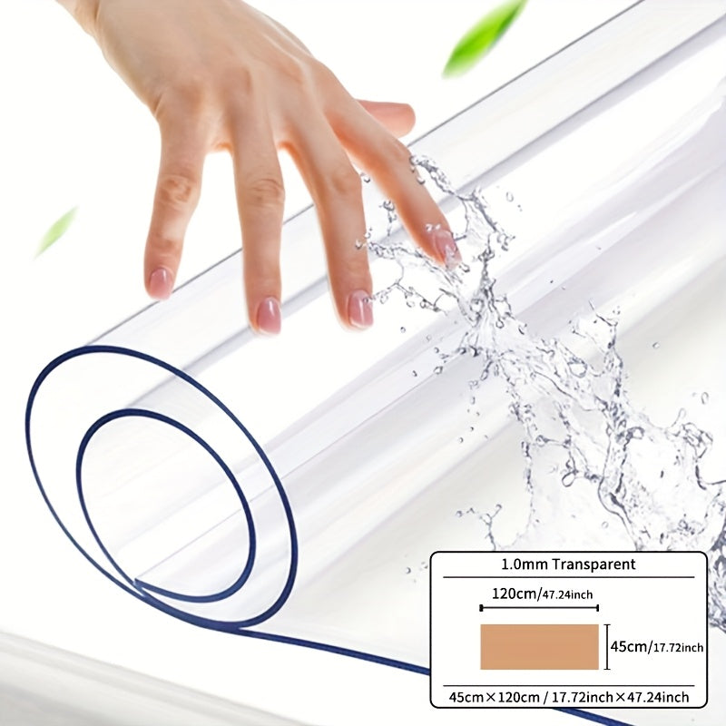 Clear PVC Tablecloth Protector 1mm Thick Scratch and Heat Resistant for Home and Hotel