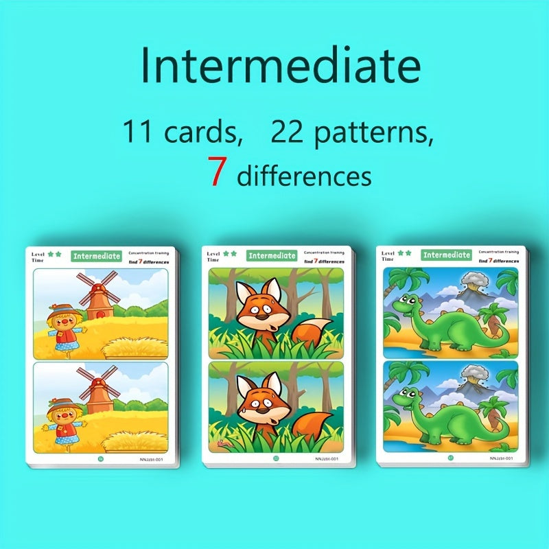 Juego de cartas educativo para niños con ilustraciones de monos y bolígrafo, herramienta de concentración y aprendizaje
