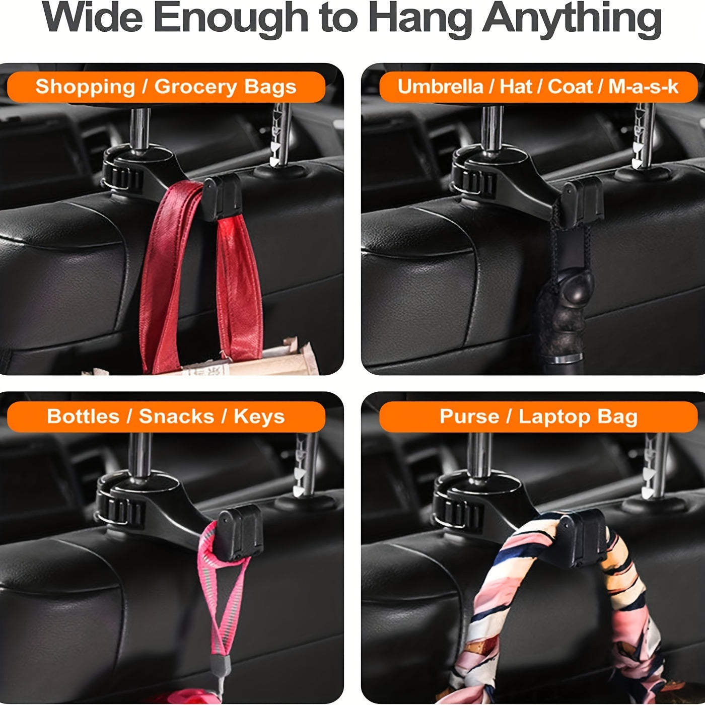 Rear Seat Phone Holder Car Headrest Hook Multifunctional 360° Rotation