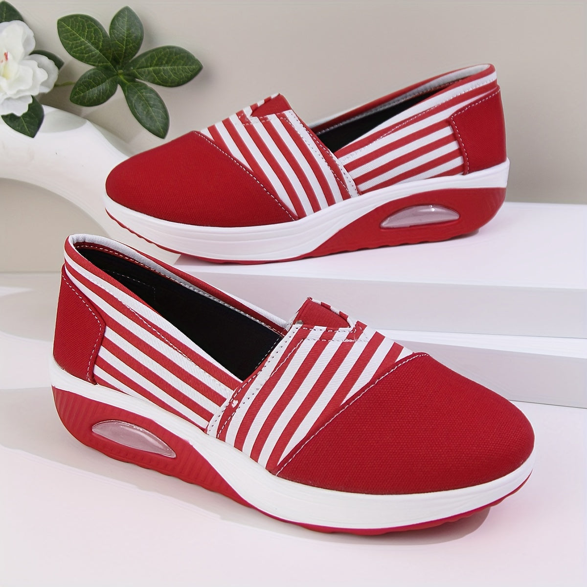 Women's Lightweight Slip-On Sneakers Breathable Canvas All-Season Casual Shoes