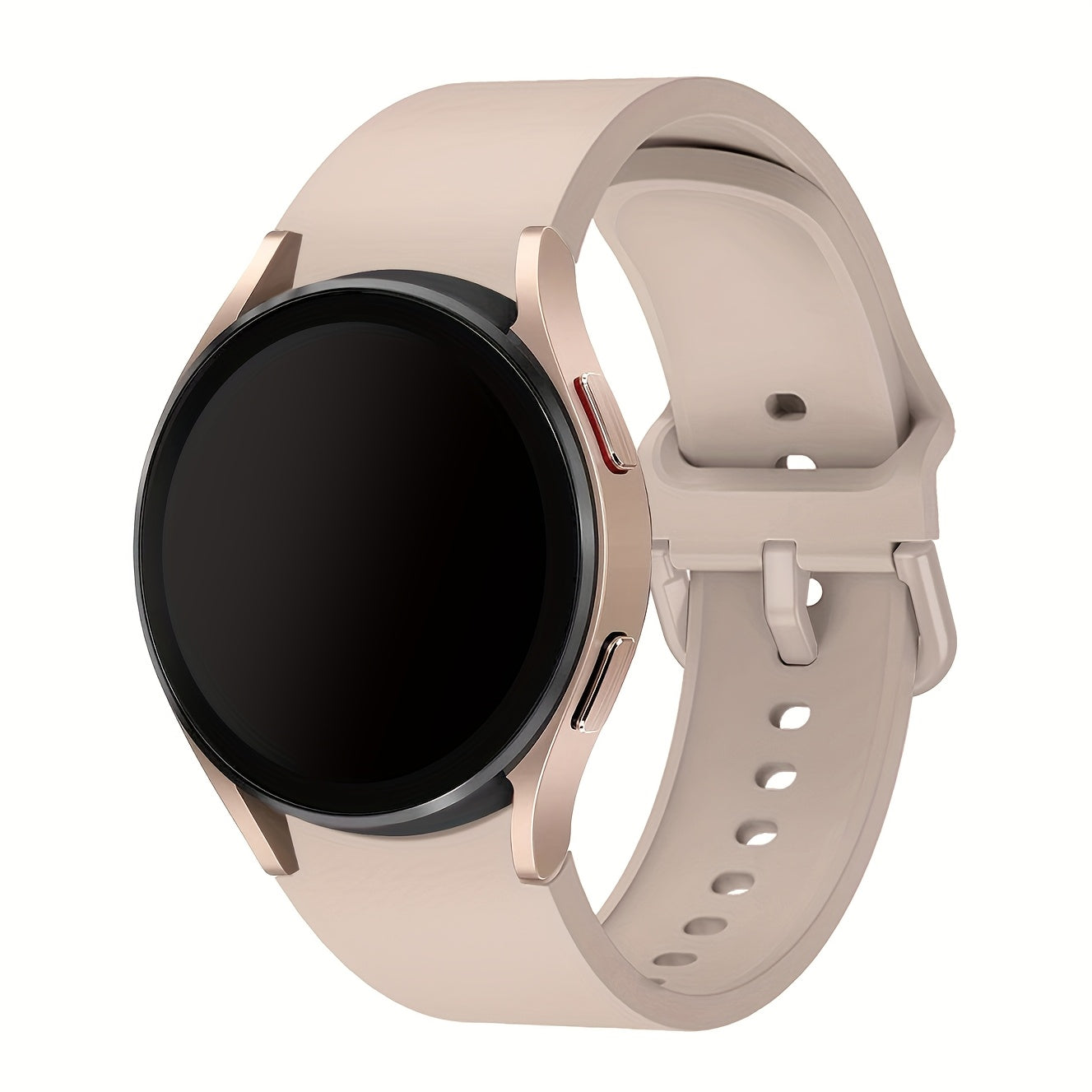Непрерывный мягкий силиконовый водонепроницаемый ремешок для часов, совместимый с Samsung Galaxy Watch 7/6/5/4. Доступен в розовом, желтом и розовом золоте с застежкой из нержавеющей стали. Удобная посадка для мужчин и