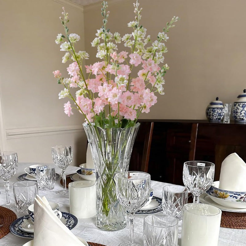 Uy, to'y, ofis bezatish uchun sun'iy pushti delphinium gullari to'plami, 4 dona