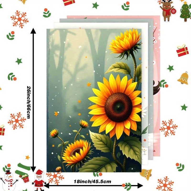 Set of 4 Christmas Kitchen Towels 45.72x66.04cm Festive Decor Merry Christmas