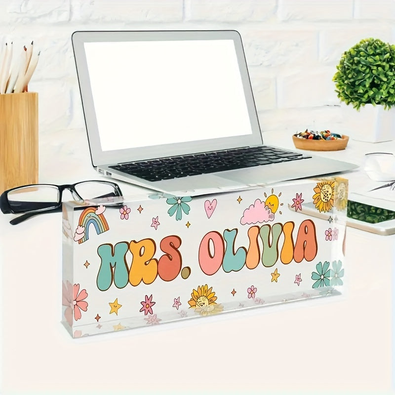 O'qituvchilar, rahbarlar, xodimlar va hamshiralarga mo'ljallangan shaxsiy akril ish stoli nomi plakat - mukammal minnatdorchilik sovg'asi. Faqat katta harflar.