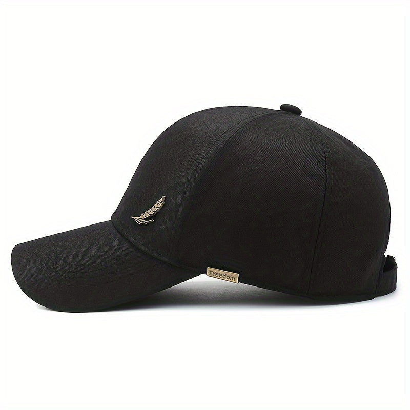 Adjustable Cotton Baseball Cap with Wheat Embroidery for Outdoor Sports