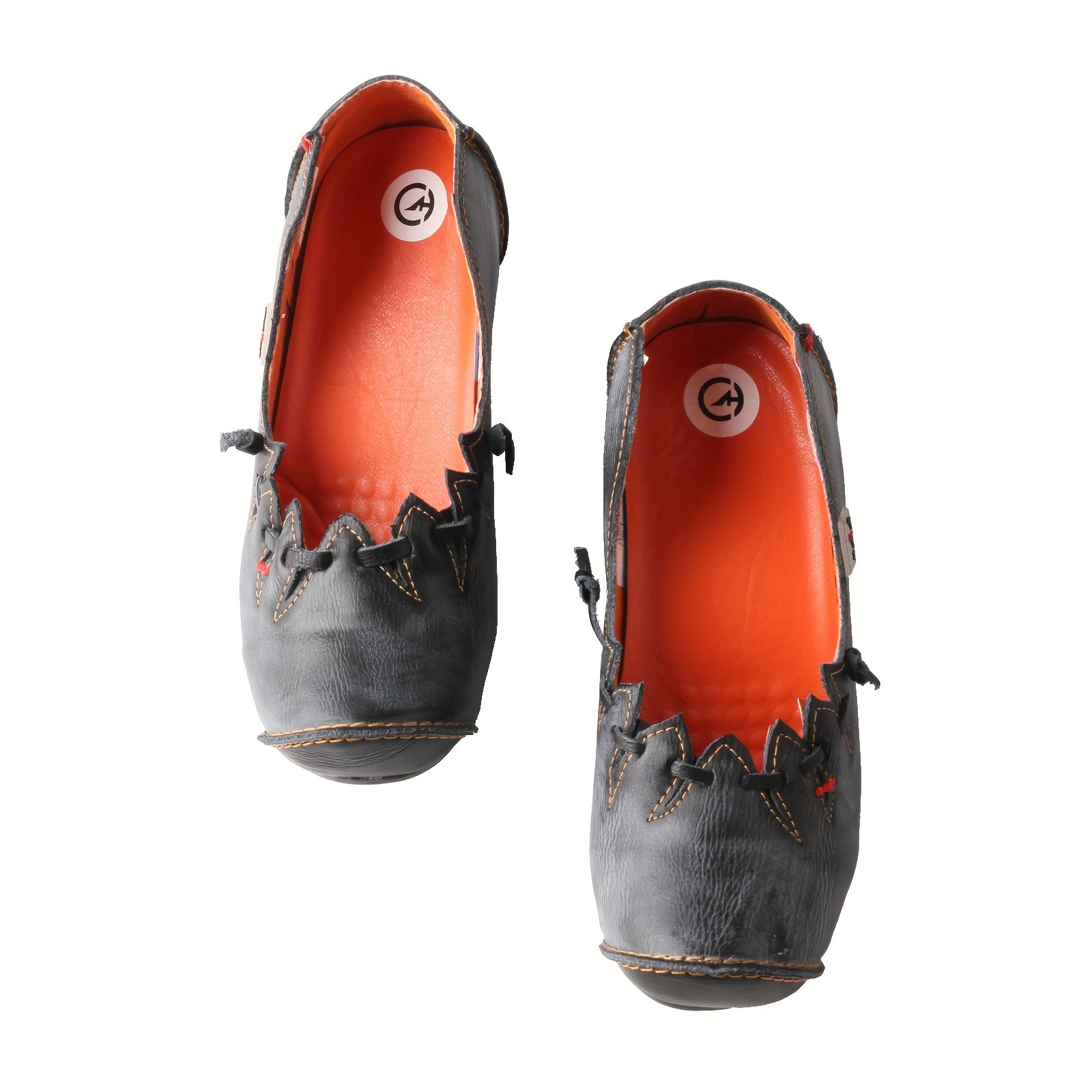 Women's Slip-On Mid-Heel Shoes Casual Dark Grey Orange Contrast