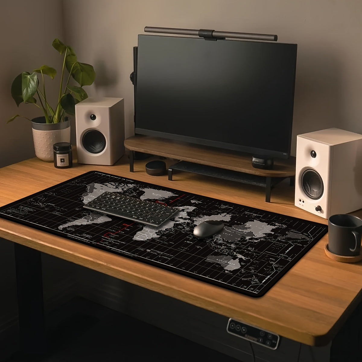 Extra-Large Gaming Mouse Pad with World Map Design Non-Slip Rubber Base and Stitched Edges