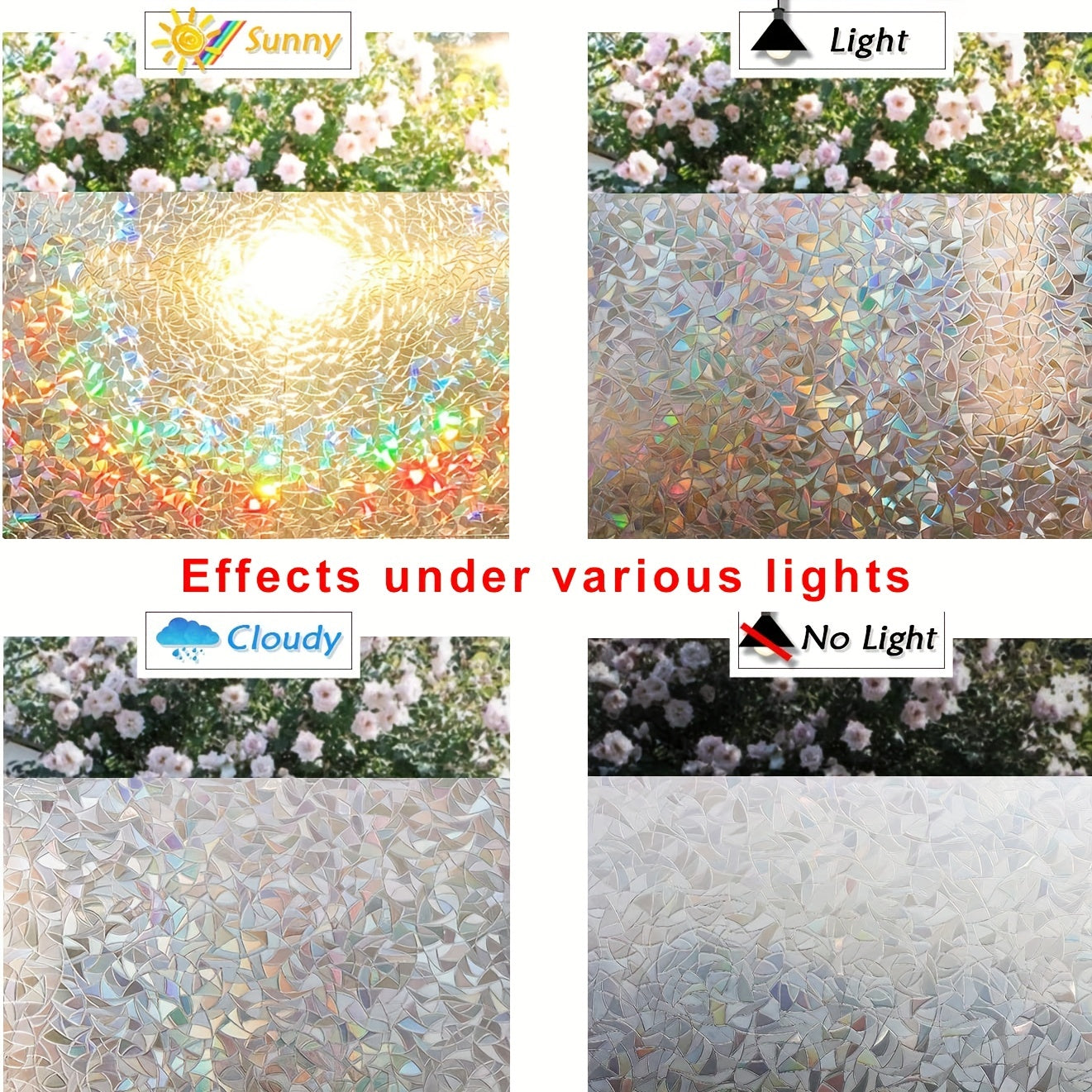 Translucent Geometric Pattern Window Film Static Cling Thermal Insulation Sticker Glue-Free Installation