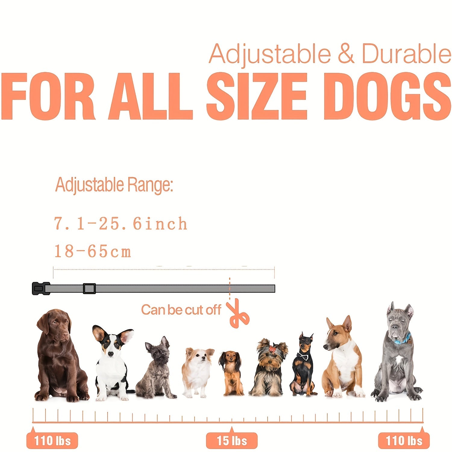 Dog Training Collar with LED Light Beep Vibration Shock Rechargeable for Medium to Large Dogs