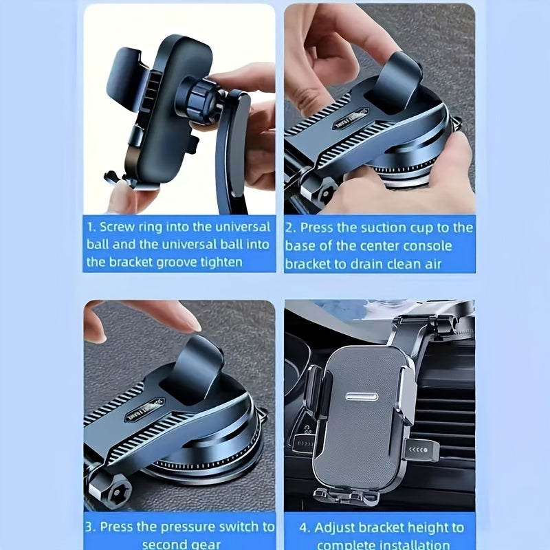 Car Dashboard Phone Holder ABS Waterproof Adjustable Vertical Horizontal Strong Grip