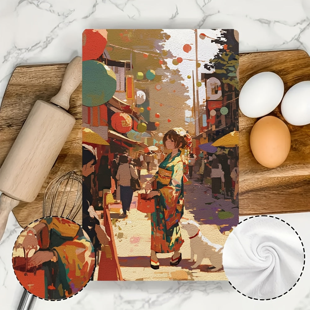 Two Pack Ultra Soft Kitchen Towels 16x24 Inches Absorbent Dish Hand Towels